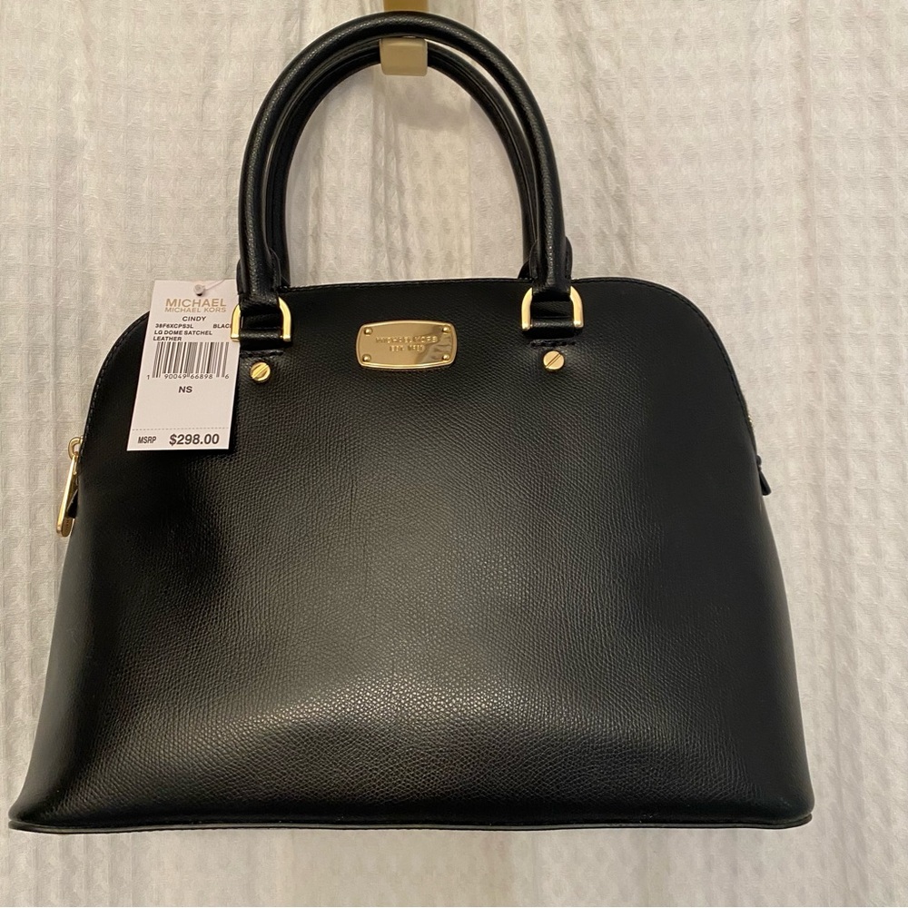 NWT Michael Kors Y2K Cindy black leather dome satchel - Picture 3 of 16